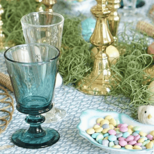 La Rochere Bee Wine Glass in Blue on EAster Table