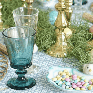 La Rochere Bee Wine Glass in Blue on EAster Table