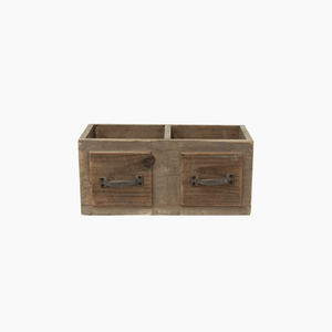 Front view of the Maison de Provence Organiser with rustic faux drawer detail and dual compartments.