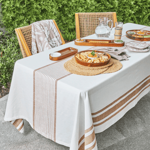 French Stripe Tablecloth – Natural Stripe