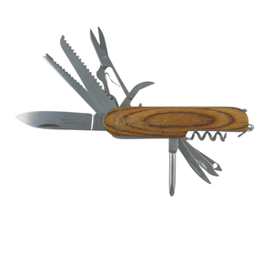 Louis Thiers Laguiole Artisan Pocket Knife with polished red wood handle and open tools