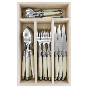 Laguiole by André Verdier Debutant 24 Piece Cutlery Set in Ivory – Made in France – Malmaison