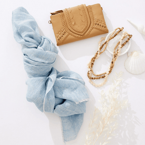 Marseille Linen Scarf - Bleu Clair