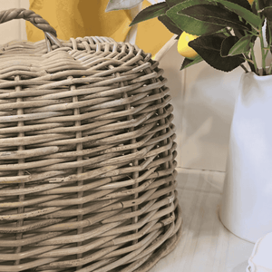 Close-up of woven texture and top handle detail on Provence Cloche