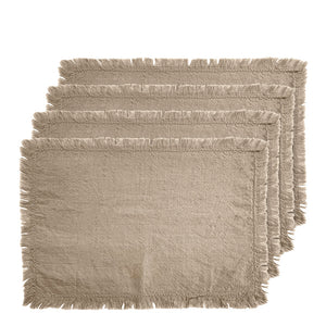 Avignon Placemats - Sandstone Colour with Fringed Edges