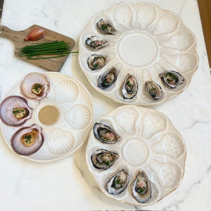 Marennes - Large Oyster Plate with Smaller Oyster Stand