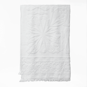 Luxury cotton linen bath towel in soft botanical weave – Malmaison