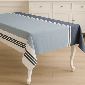Blue Stripe French Linen Table Cloth on French style Table
