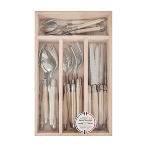 French ivory cutlery set with Laguiole bee detail in beech wood box – Malmaison