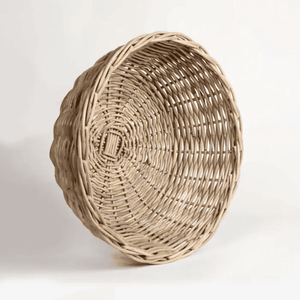 Close-up of natural rattan weave and underneth on Provence Round Cloche