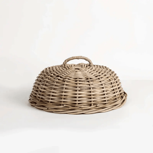 Handcrafted Kubu rattan Provence Round Cloche showing dome shape and texture