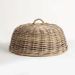 Handcrafted Kubu rattan Provence Round Cloche showing dome shape and texture