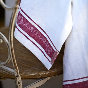 Glass Cloth Linen Table Runner - Red Stripe