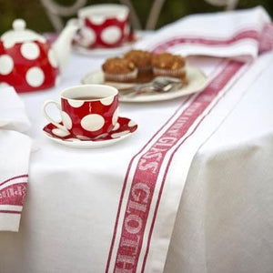 Glass Cloth Linen Table Runner - Red Stripe