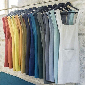 French Linen Cross-back Aprons Assorted Colours