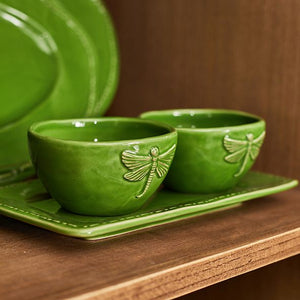 French Country Dragonfly Green Condiment Set