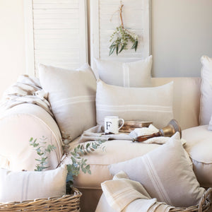 Henriette French Linen Cushion – White / Blanc