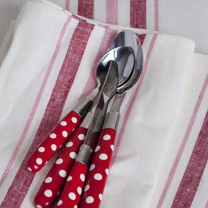 Agnès Linen Napkins - Red & Pink Stripe - Set of 4