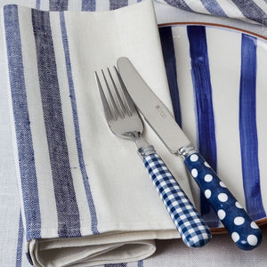Agnès Linen Napkins - Blue Two Tone Stripe - Set of 4