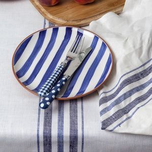Agnès Linen Napkins - Blue Two Tone Stripe - Set of 4