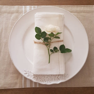 Linen Blend Napkins - White - Set of 6