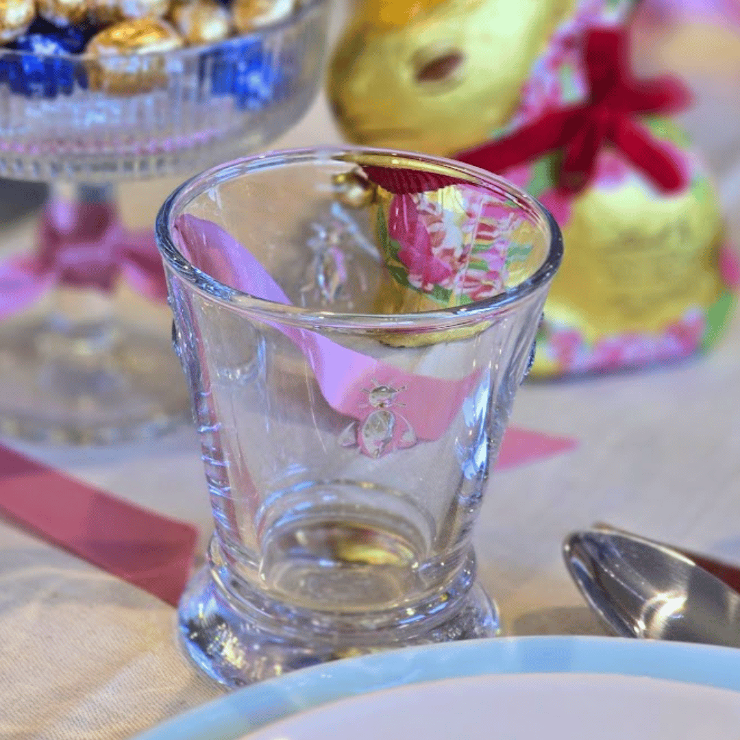 Bee Glass Tumbler on Easter Table