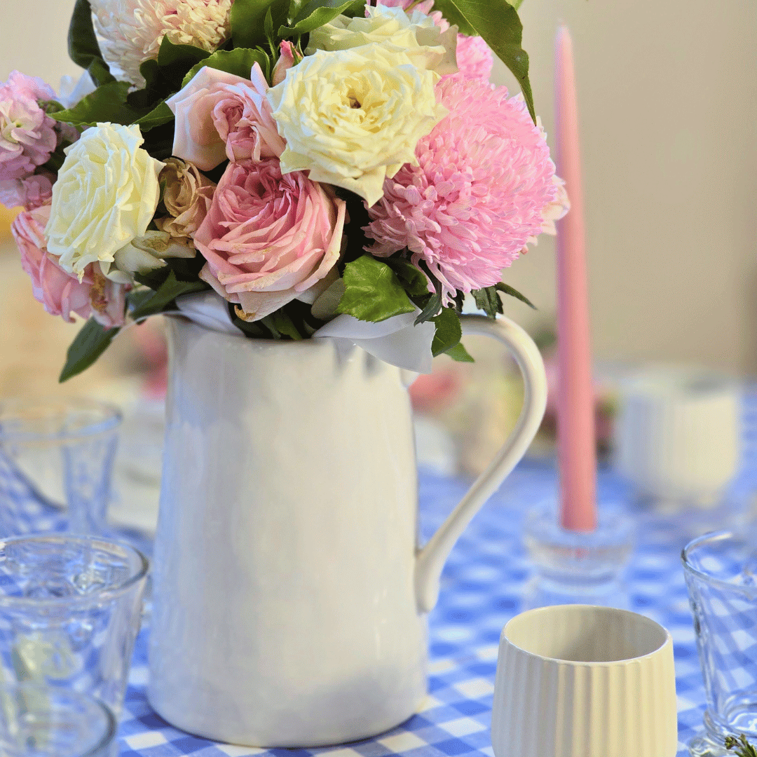 White ceramic jug - deauville - with Easter Flowers