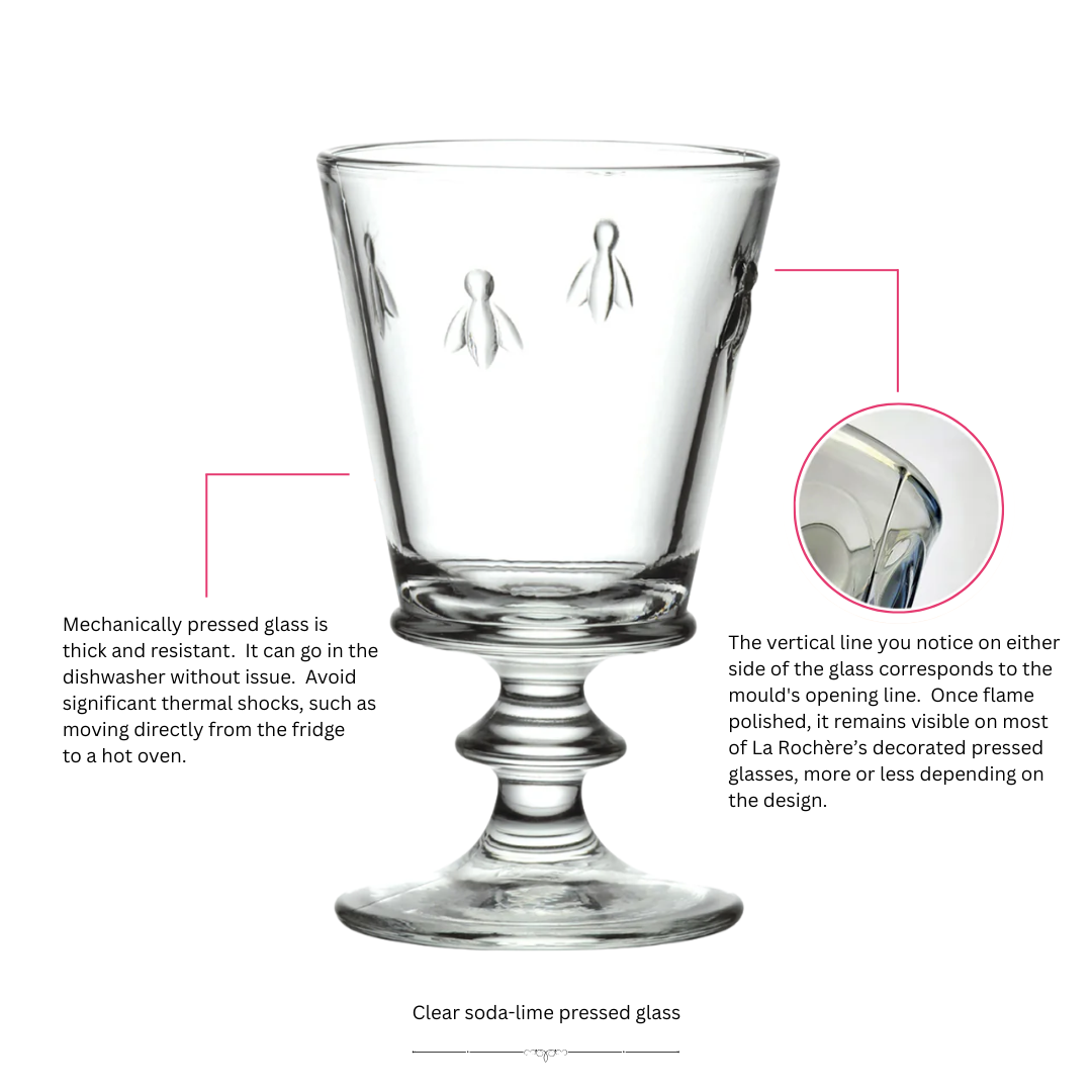 La Rochere Wine Glass Goblet with close up detail and information about the glass