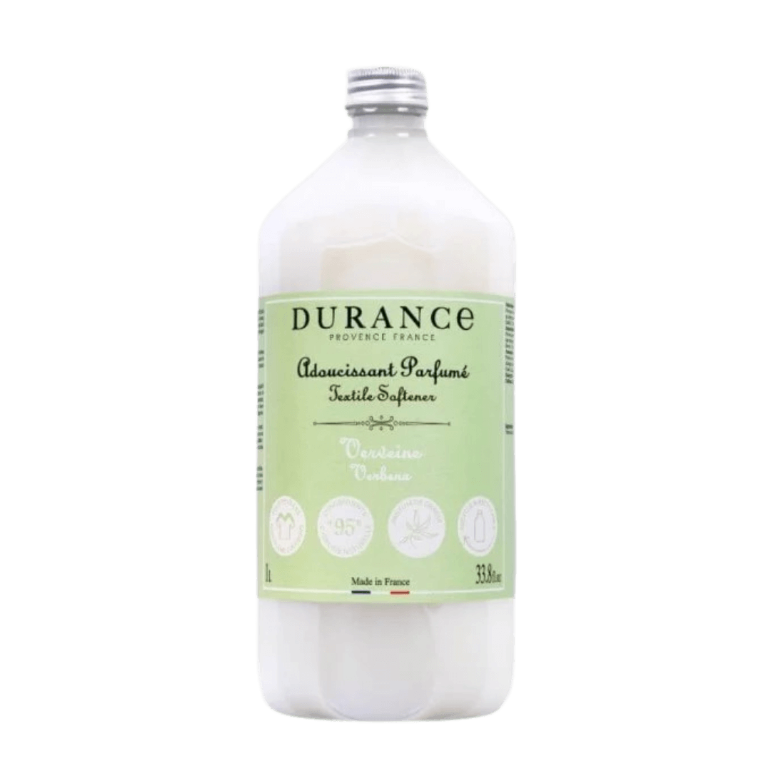 Durance Verbena Fabric Softener 1L bottle – phosphate-free French laundry softener with a fresh, citrus-green fragrance.