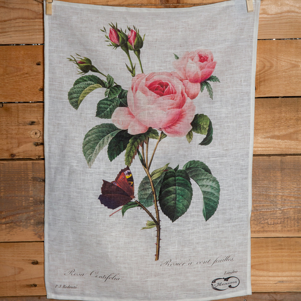 Empress - Redouté 'Provence Rose' - Linen Tea Towel