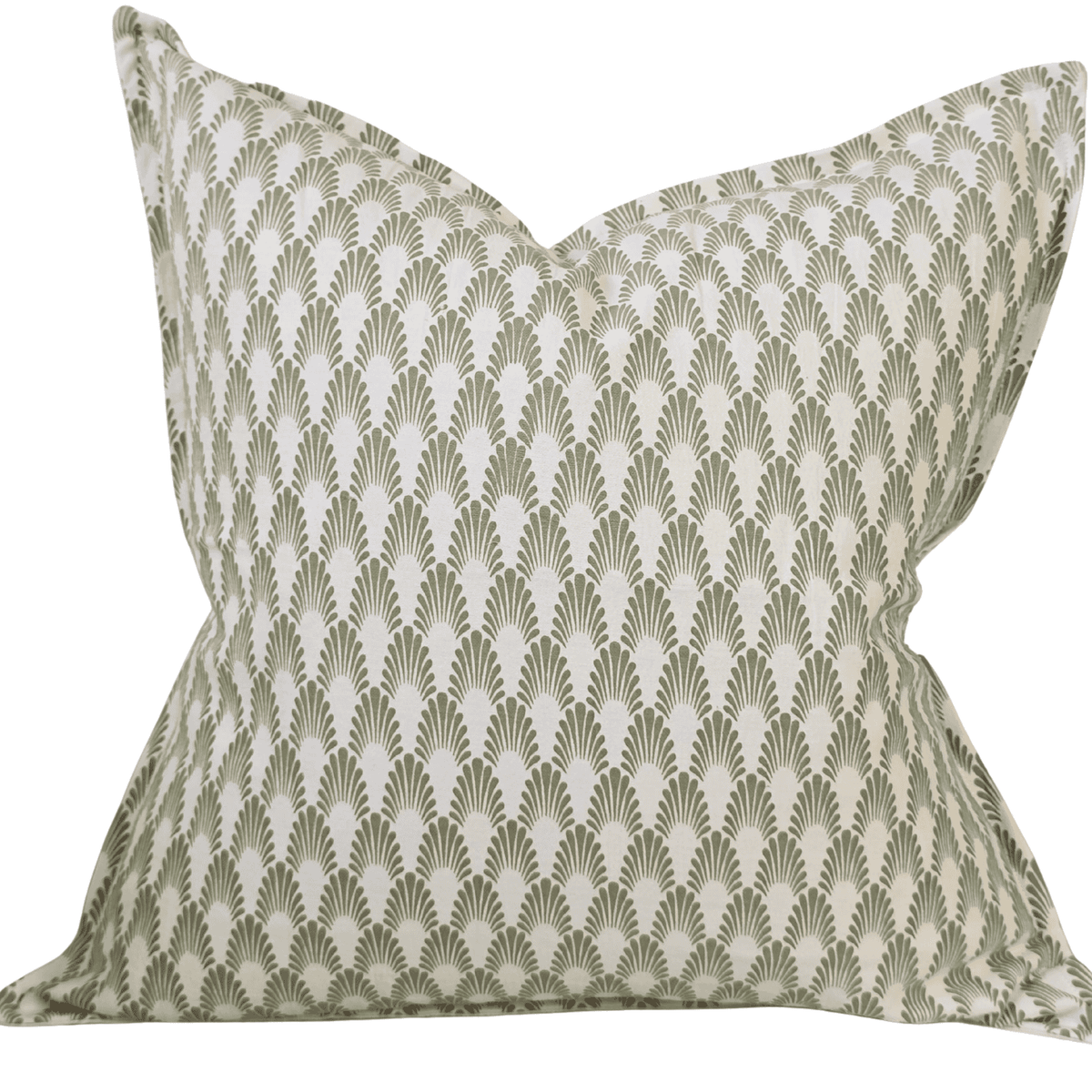 Decorative cushion with a green and white pattern on a neutral background - 50x50cm - duck feather insert