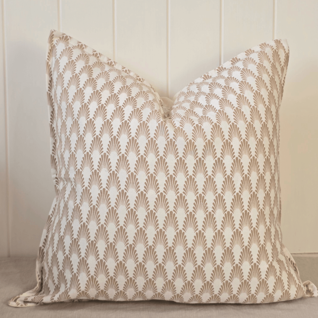 Éventail Linen Blend Cushion - Taupe - Feather Insert