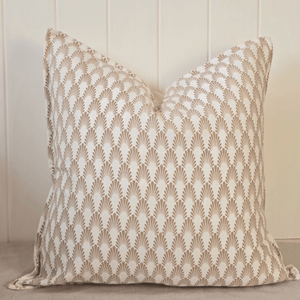 Éventail Linen Blend Cushion - Taupe - Feather Insert