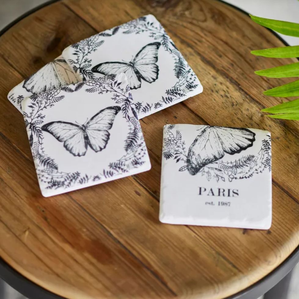 Butterfly {Papillon} Paris inspired coasters