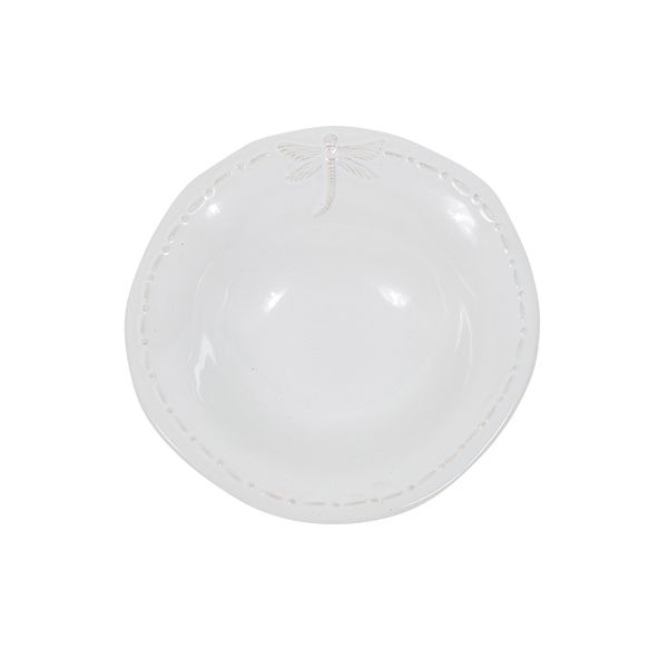 French Country Whte Dragonfly Embossed Cereal Bowl