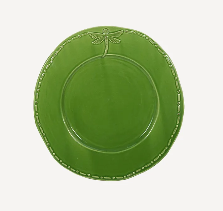 French Country Green Dragonfly Lunch Plate