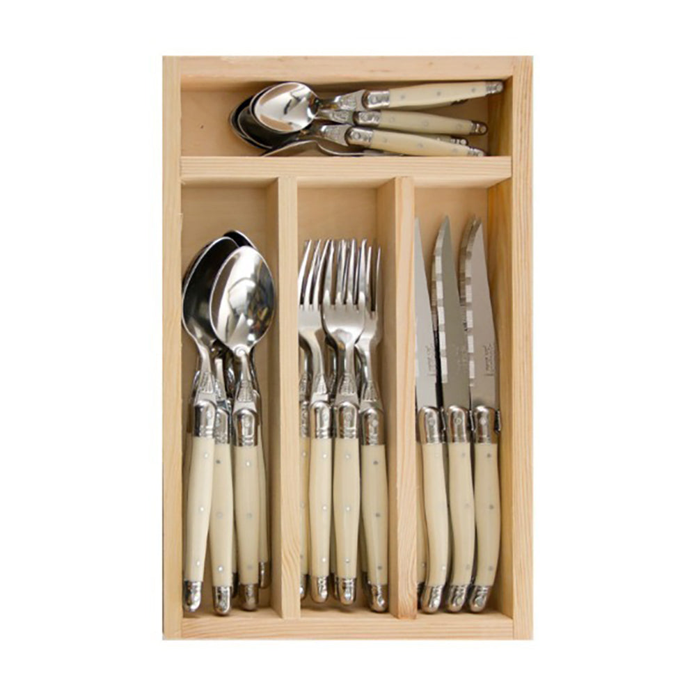 French Laguiole Cutlery Set by Jean Dubost in wooden box
