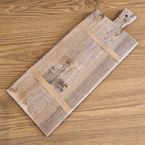 Marais rustic elm cheese board 53cm with traditional paddle handle and hanging hole.