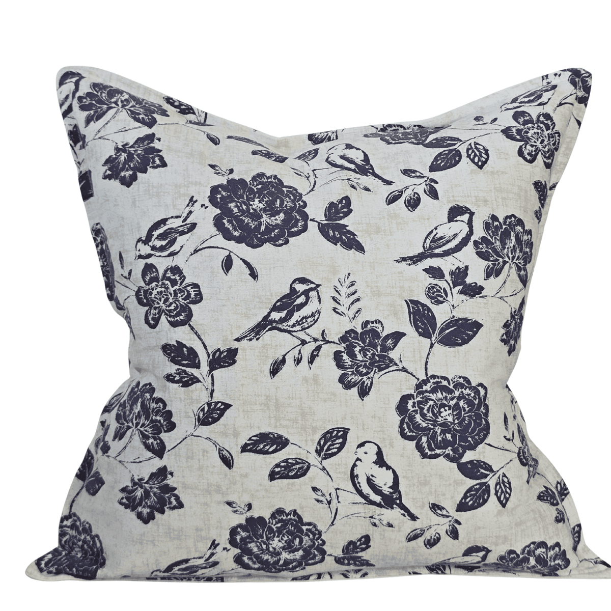 Oiseaux Botanique Linen Blend Cushion - Bleu