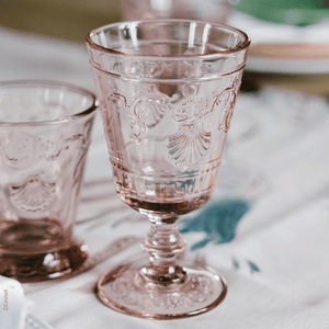 La Rochère Versailles rose pink wine glass made in France