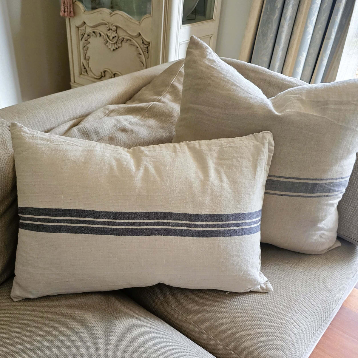 French Stripe Linen Cotton Cushion