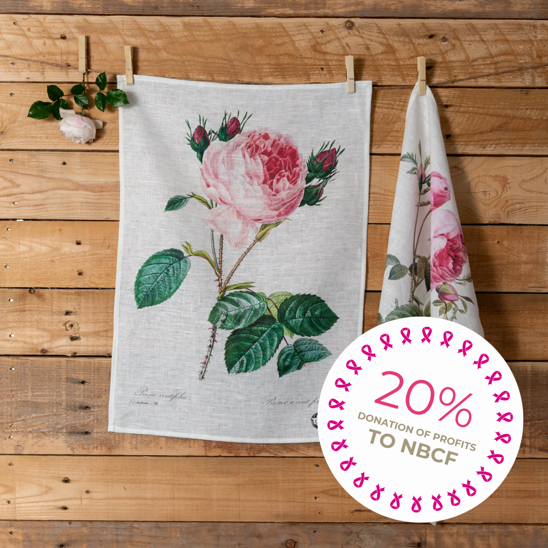 Empress - Redouté 'Centifolia Roses' - Linen Tea Towel