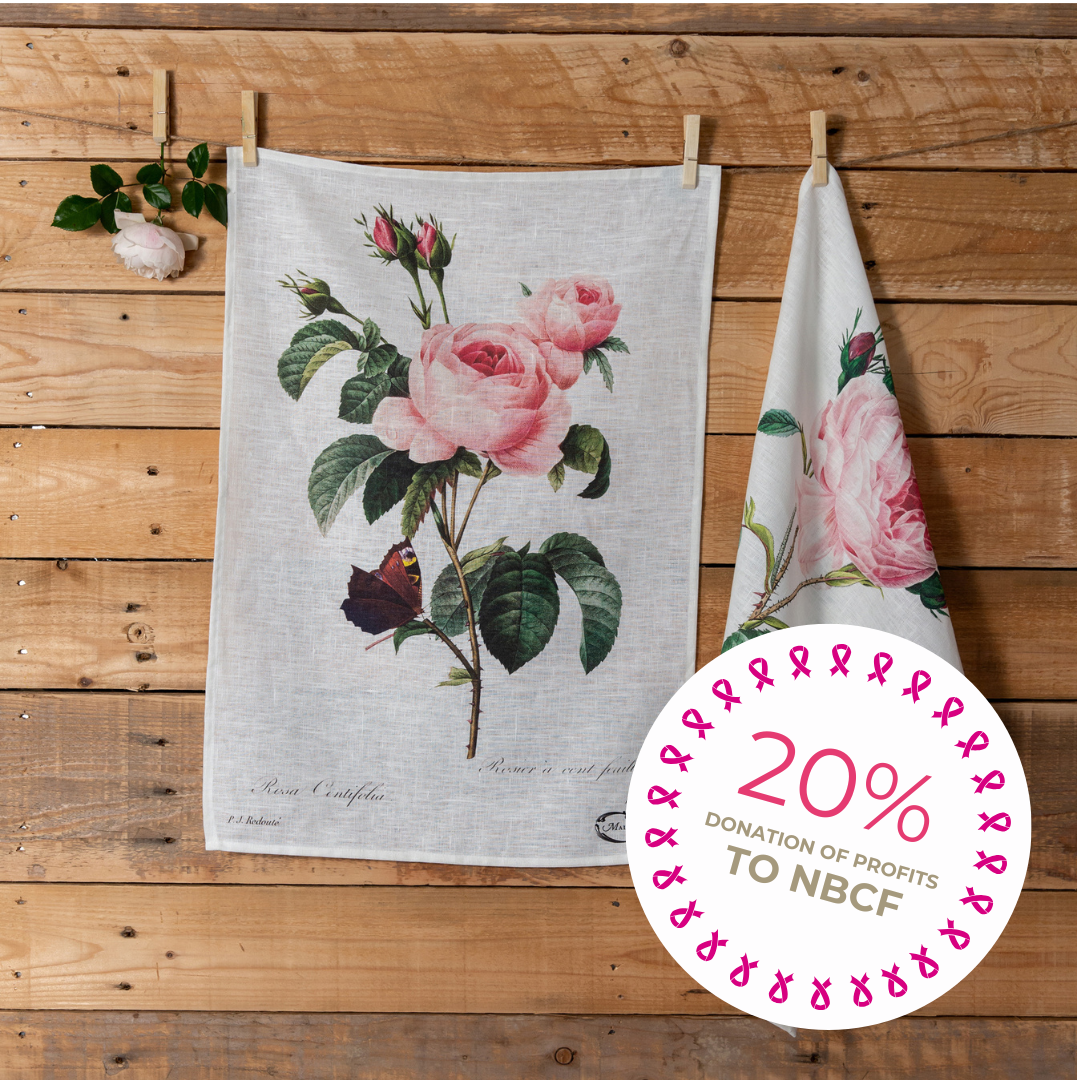 Empress - Redouté 'Provence Rose' - Linen Tea Towel