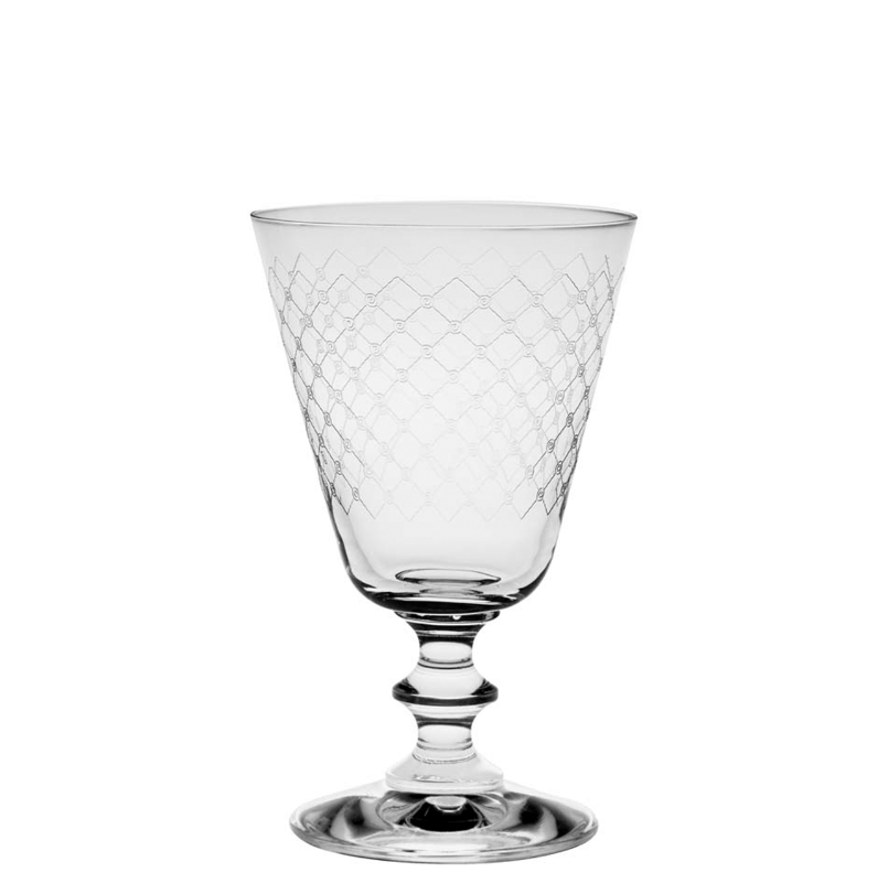Malmaison Fishnet France Etched Crystal Wine Glasses with flowers