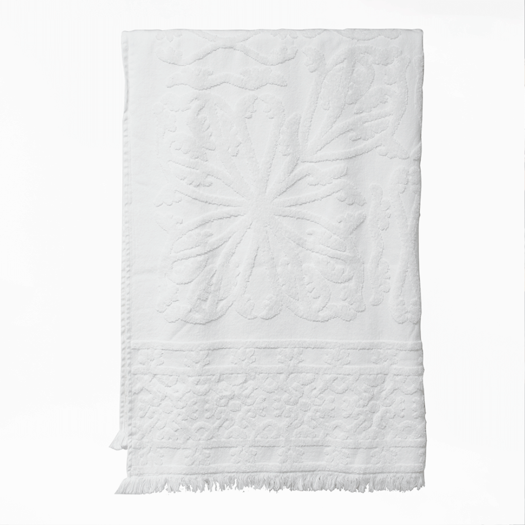 Luxury cotton linen bath towel in soft botanical weave – Malmaison