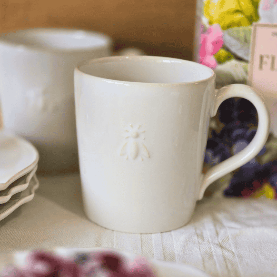 La Rochere Bee Ceramic Mug with Bee Emblem - White