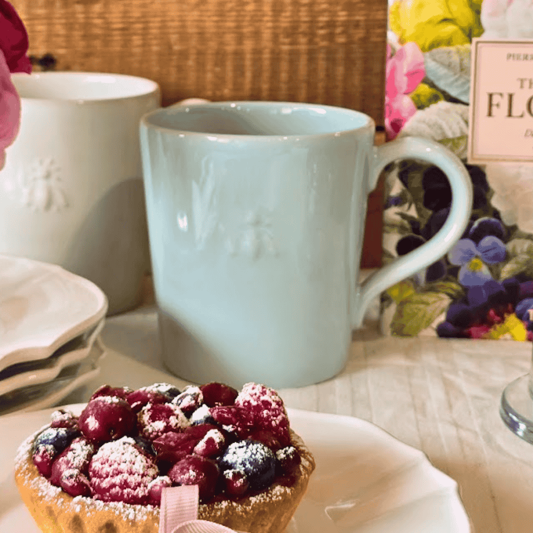 La Rochere Bee Ceramic Mug with Bee Emblem - Blue
