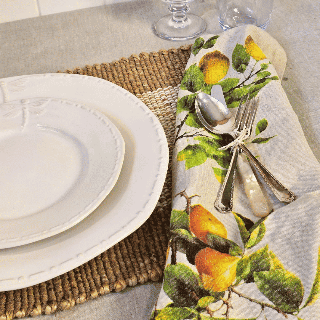 Lemon Print Napkins with Dinner set and Placemat 