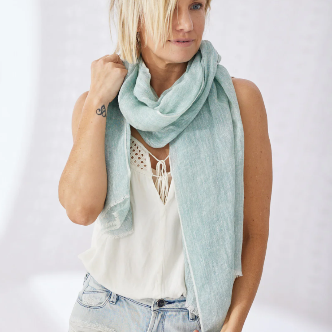 Marseille Linen Scarf Sage Green