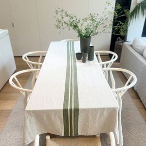 French Country Olive Stripe Tablecloth